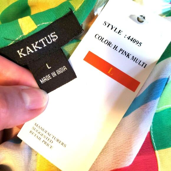 Kaktus Sheer Southwest Tunic Top Size L Bright Colors Contemporary New Retro - Picture 3 of 12